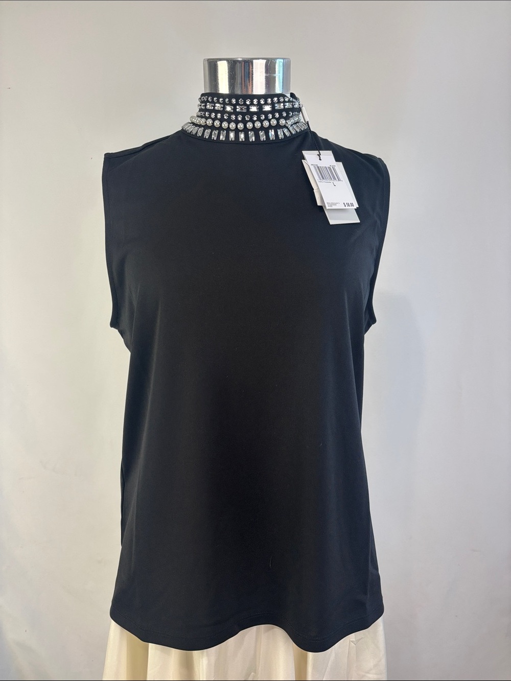 NWT JASON WU BLACK BEADED NECK TANK TOP